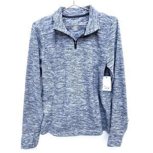 NWT Tek Gear Light Gray Marled Fleece Quarter Zip